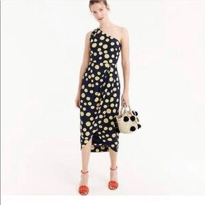 J. Crew Black and White Asymmetrical Ruched One Shoulder Dress